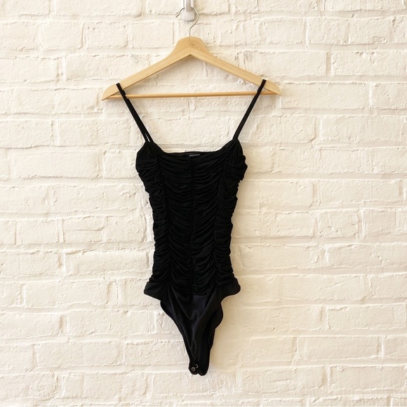 Goldsign || The Ezra Shirred Stretch-jersey Tank Bodysuit Black - Picture 2 of 8